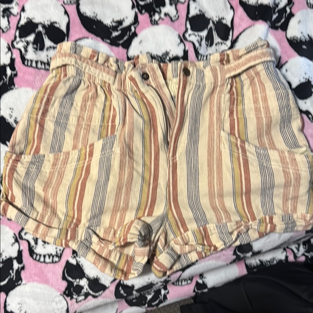 Free People High Waist Tan and Orange Shorts
